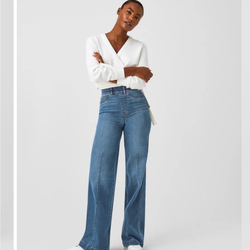 Spanx seemed front wide leg jeans